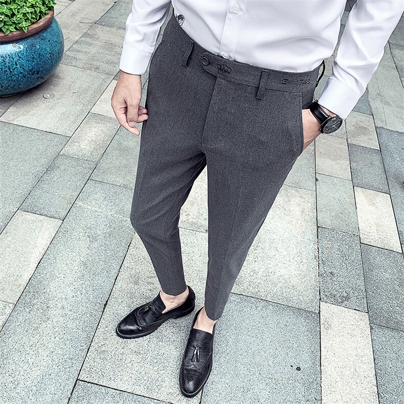 春夏英伦绣花休闲西裤韩版修身小脚裤长裤发型师A450，男装休闲裤，星座1904A