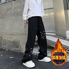 休闲牛仔裤慵懒冬季潮男潮流时尚潮加绒加厚G123加绒P45常规38，男装牛仔裤，星座1116-2
