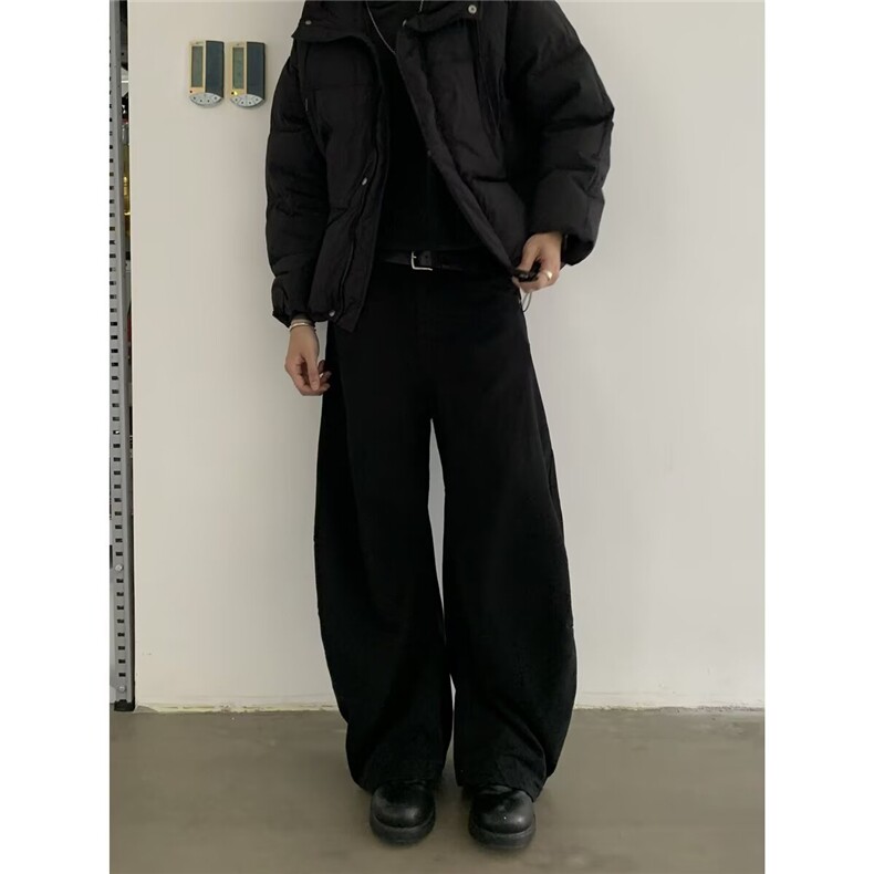 美式复古美拉德棕色弯刀牛仔裤男女直筒阔腿长裤K9004-P58网络图,男装牛仔裤,电商B245