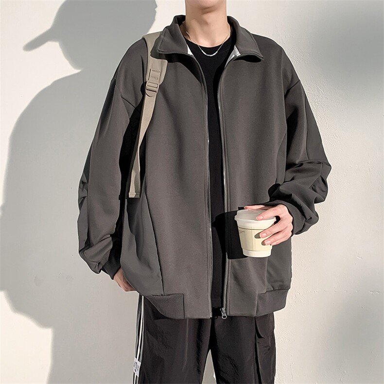 秋季现货开衫卫衣男立领宽松男针织男夹克DSA157B-W6490-特P55,男装夹克,电商A157B