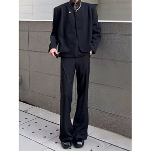 韩版潮流垂感微喇叭西裤男士春夏高级感宽松休闲时尚百搭拖地长裤图片