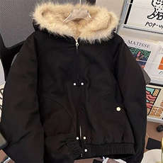现货高品质美式高街冬季重磅硬挺短款座山雕毛领棉衣男女加厚外套，男装棉衣，电商A443