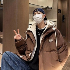 假两件连帽棉衣男外套冬季2024新款加厚潮流宽松棉袄男生棉服棉袄，男装夹克，星座506A