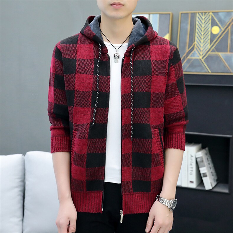 数据款秋冬季新款男士休闲连帽毛衣外套百搭加绒夹克8836-P40元,男装针织衫/毛衣,星座1706