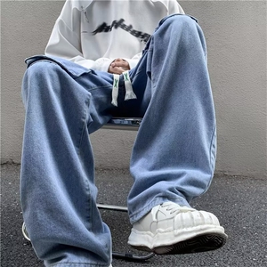 牛仔裤男秋季潮大码休闲裤子高街T293P40图片