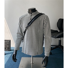 POLO衫卫衣秋季翻领卫衣鱼骨纹长袖T恤衫男装外套S507特25，男装Polo衫，电商A233-1
