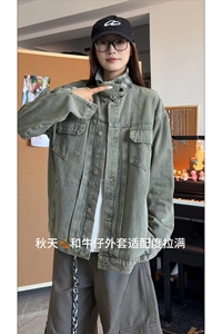 工装文艺街头复古上衣韩版潮流时尚拼接感牛仔外套HY857P70图片