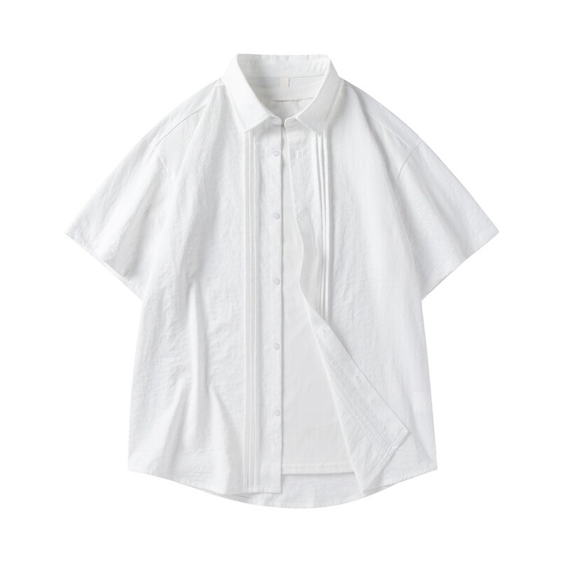 夏季纯色短袖衬衣男宽松落肩质感半袖衬衫A157B-CS4212-P45,男装T恤,电商A157B