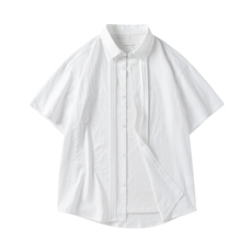 夏季纯色短袖衬衣男宽松落肩质感半袖衬衫A157B-CS4212-P45，男装T恤，电商A157B