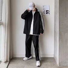 休闲运动套装男两件套潮牌宽松W68P55图片