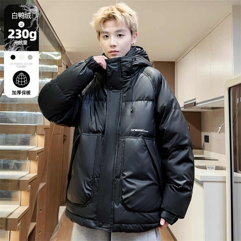 冬季加厚羽绒服男连帽印花字母羽绒衣外套潮青年A266-88686-P180,男装羽绒服,电商A266