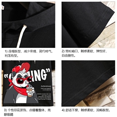 LD54218-P45连帽短袖t恤男大码胖子带帽五分袖中袖砖墙挂拍，男装T恤，电商A040A