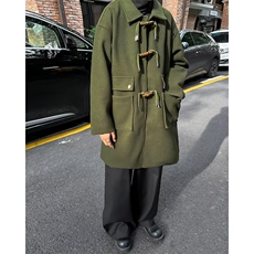 法式英伦风毛呢大衣男ins潮中长款牛角扣风衣高级感雅痞外套秋冬，男装风衣，星座410-7