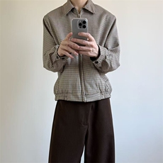 自家图~现货老钱风cleanfit千鸟格两面穿夹克外套W1350/P75，男装夹克，电商B350