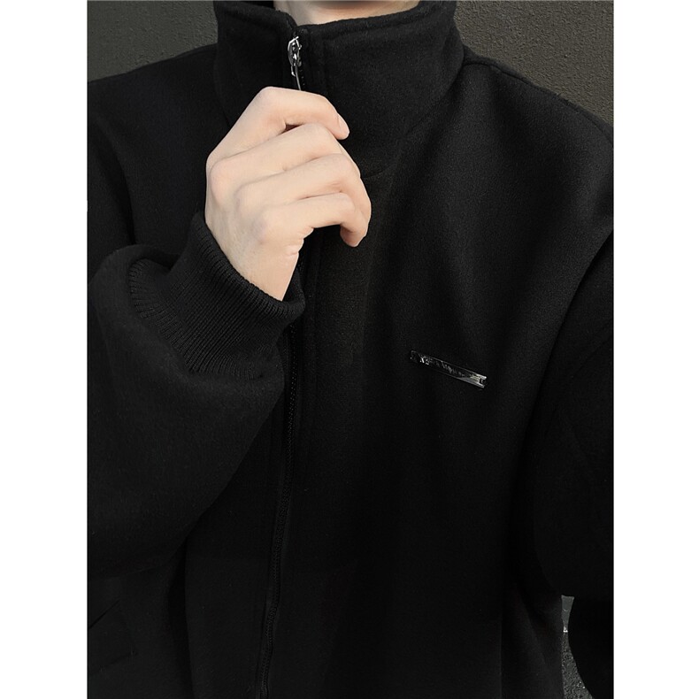 冬装新品 弯刀袖毛呢加棉夹克棉衣休闲纯色加厚外套男 G1104 P108图片