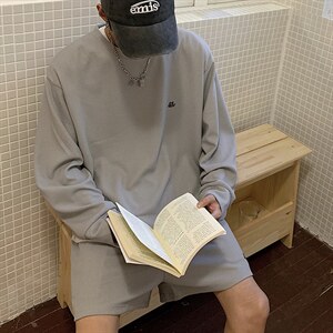 华夫格套装夏季长袖短裤一整套QTZ04P42图片