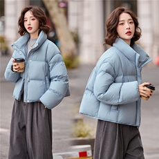 短款羽绒服女2025冬季新款时尚立领落肩袖小个子休闲白鸭绒外套，女装羽绒服，冬木谷雨