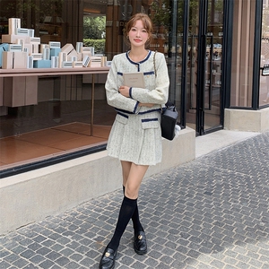 小个子穿搭甜美减龄小香风法式上衣套装裙女春新款显瘦短裙两件套图片