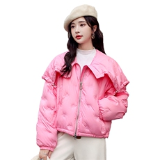 欧货圈圈压花大翻领轻薄羽绒服女2024冬季新款高级感保暖羽绒外套，女装羽绒服，韩蜜菓