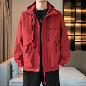2025春款美式连帽服夹克男港风复古工装外套JK0136-P85图片