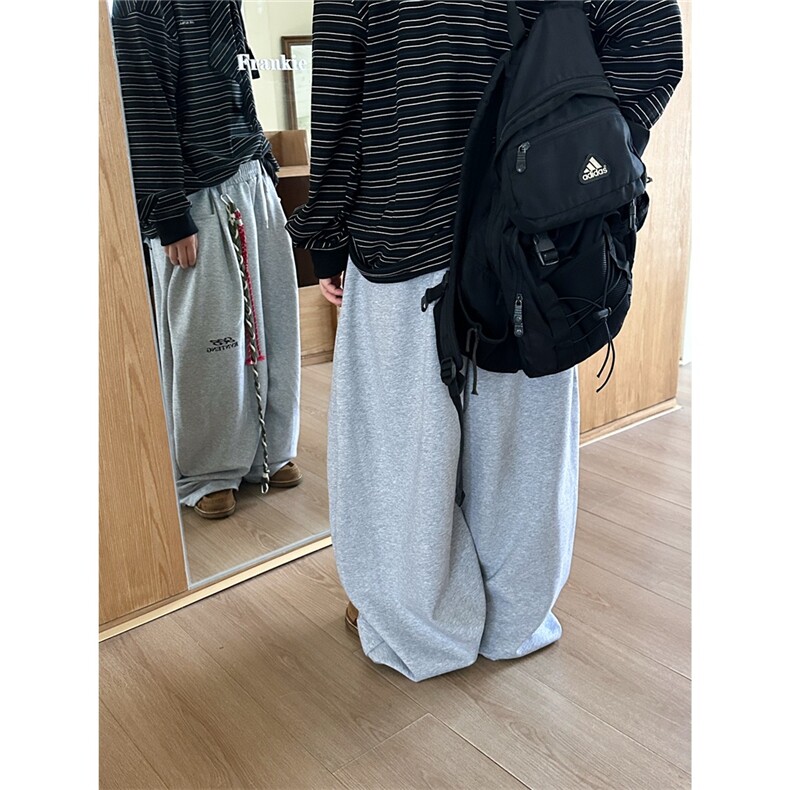 美式复古腰绳设计感弯刀卫裤男女爵士运动宽松阔腿裤潮-B319-P55,男装休闲裤,星座1001-1
