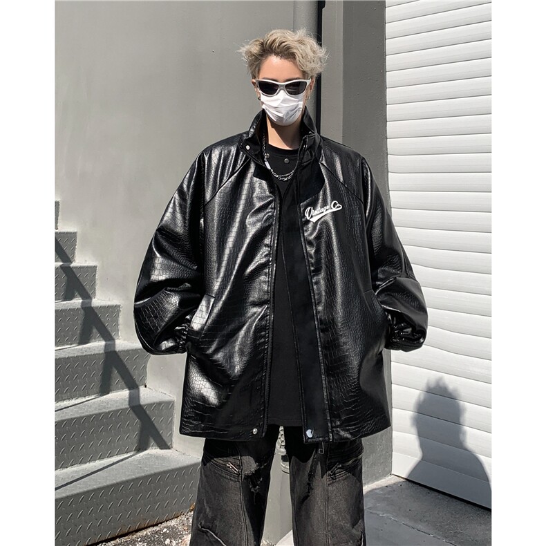特P75限138加绒特P90美式机车皮衣情侣PU皮夹克小众设计外套PJ33,男装夹克,电商B370