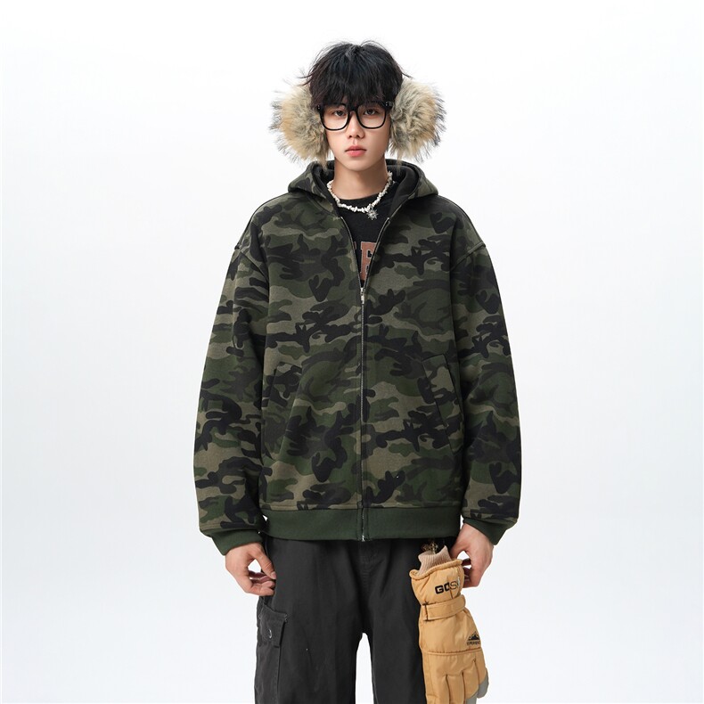 美式座山雕加绒加厚棉服男冬宽松连帽毛领棉衣外套MY18001,男装棉衣,电商B312