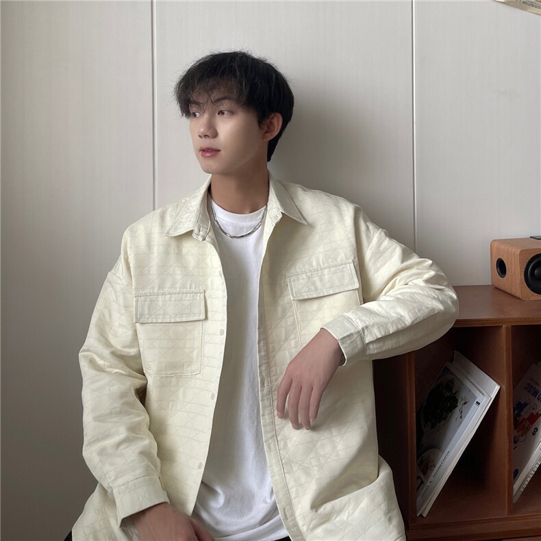 现货2026春工艺肌理感面料港风中性高街韩版男外套衬衫C205-TP35图片