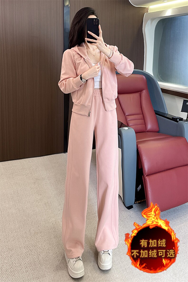 韩版秋冬高端短款卫衣潮流卫裤两件套,女装套装/套裙,江南