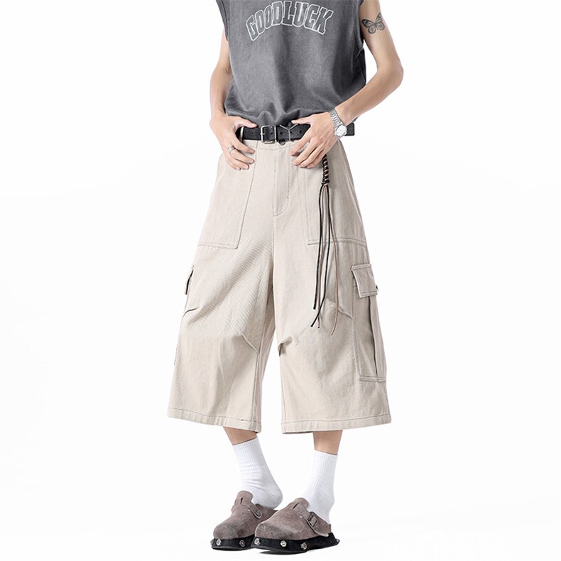 大口袋工装男女夏季新款休闲宽松阔腿七分裤XZ212-1-QDK1097-P39，男装牛仔裤，星座212-1