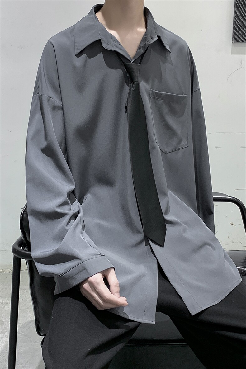 四季款男装宽松休闲长袖衬衫夏季港风衬衣D321-1-DM13-P40,男装衬衫,电商D321-1