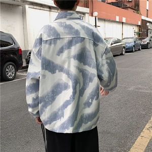 外景风情侣工装夹克扎染夹克男新款港风秋季迷彩外套宽松大码714图片