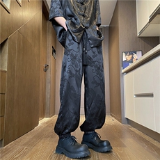 抖音品质夏季风新中式缎面宽松休闲裤B315-K24113-特p35控68，男装休闲裤，电商B315