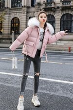 2020冬季新款简约大毛领小雏菊时尚棉衣，女装棉衣/棉服，艾尚靓装