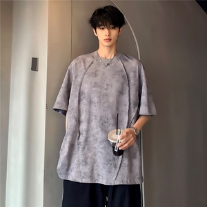 美式复古高级潮牌透气解构小众学生通勤男款短袖T恤T809-P38图片