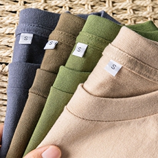 全色系重磅纯棉圆领短袖t恤美式复古简约纯色宽松百搭上衣夏季男，男装T恤，星座310B-1