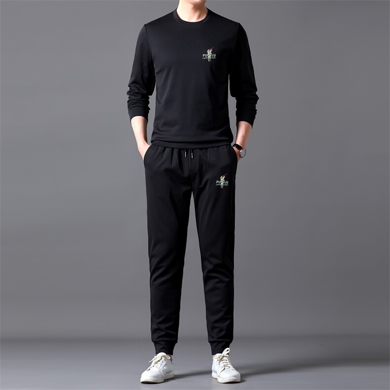 2023春季新款印花运动套装中青年圆领宽松跑步卫衣卫裤两件套，男装休闲套装，电商B212（原钱塘6029）