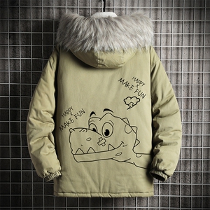 MM48136-P130冬季大毛领棉衣男士大码加厚棉袄男棉服网格挂拍