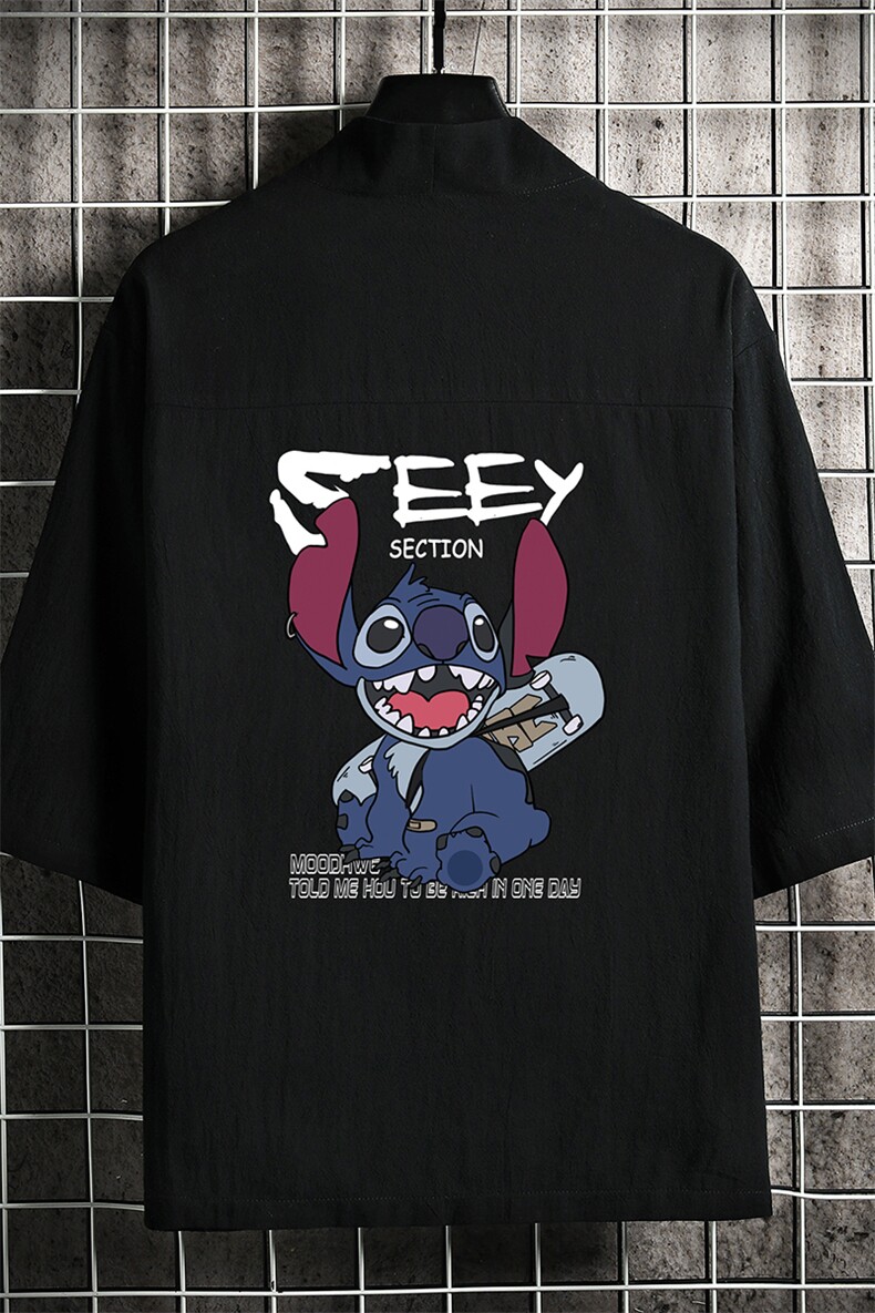 HF59038-P40风汉服男开衫外套七分袖道袍网格挂拍,男装民族服装,电商A040A
