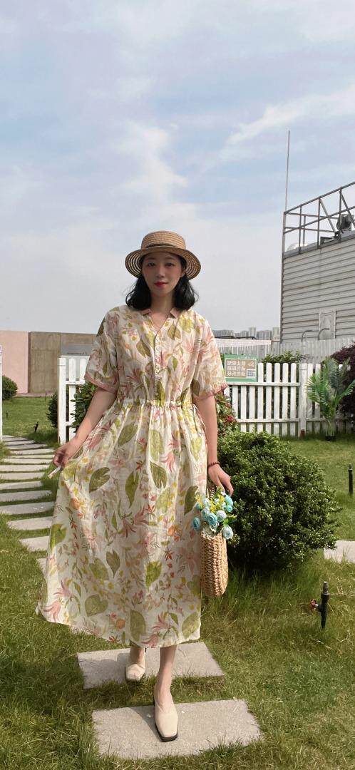 纯苎连衣裙小衫裤子裙子衬衣 时尚风 风淑女风休闲风，女装连衣裙，川哲