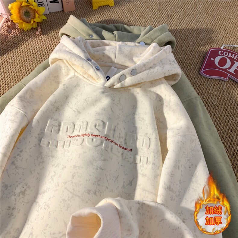 现货！！冬季加绒加厚凹凸印卫衣连帽衫外套WR242JR-P70控98，女装短外套，星座815A