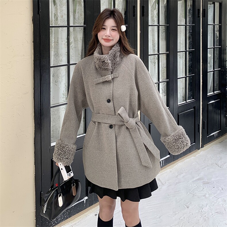 新款灰色高级感时尚毛呢内胆白鸭绒羽绒服5826-P235-K358,女装羽绒服,2C159