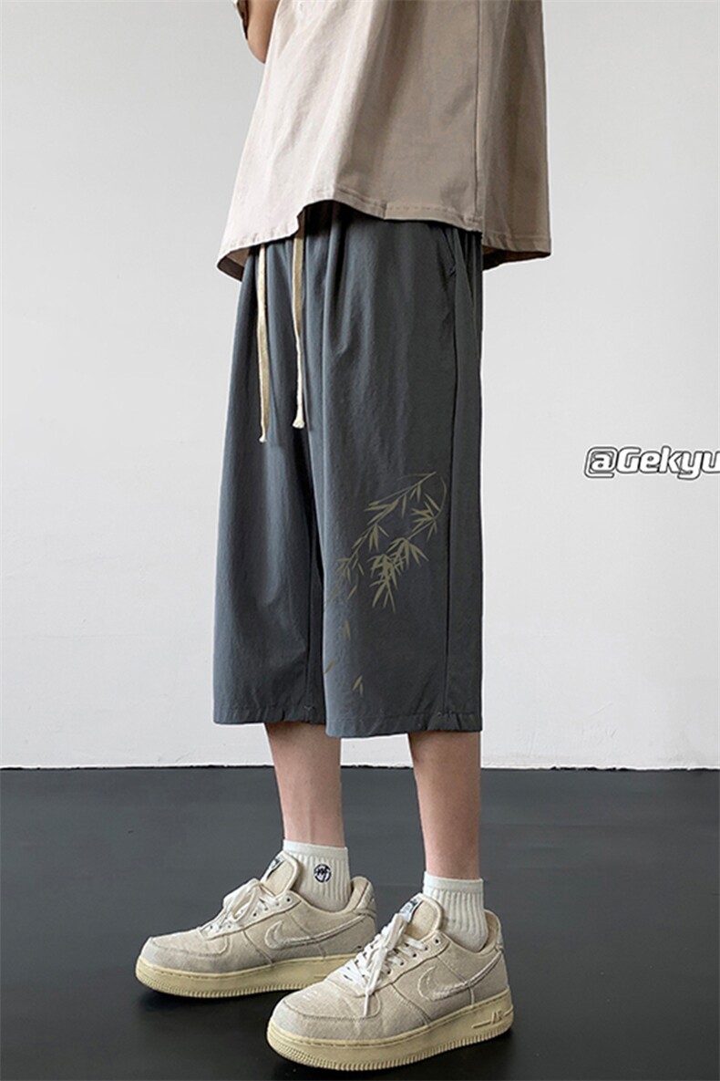 冰丝七分裤男大码速干短裤男五分裤黑地板风格QK72382-P25,男装休闲裤,电商A040