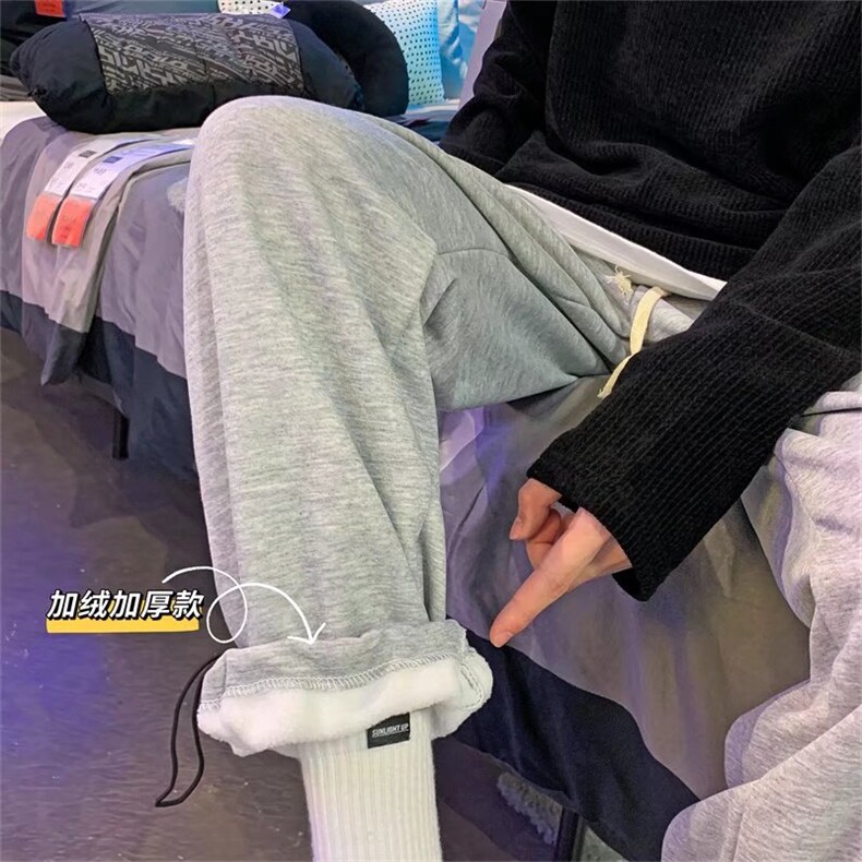 秋冬季加绒阔腿卫裤男宽松休闲运动学生束脚裤NB211-P28 加绒p35图片