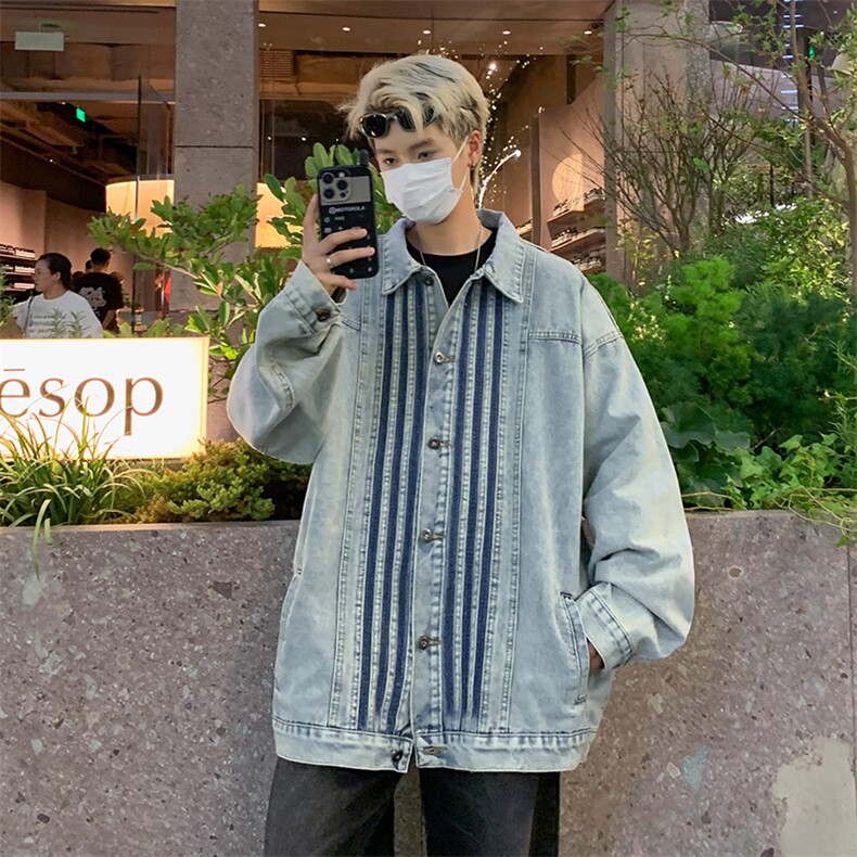 复古做旧牛仔夹克男女潮牌街头宽松休闲百搭情侣外套JK02172-P73,男装夹克,星座308B-2