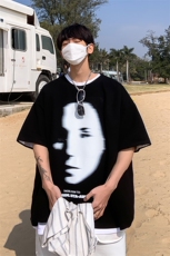 B239-D925-P28夏季模糊人物图案印花半袖重磅短袖t恤男港风，男装T恤，星座514-2(原B239)