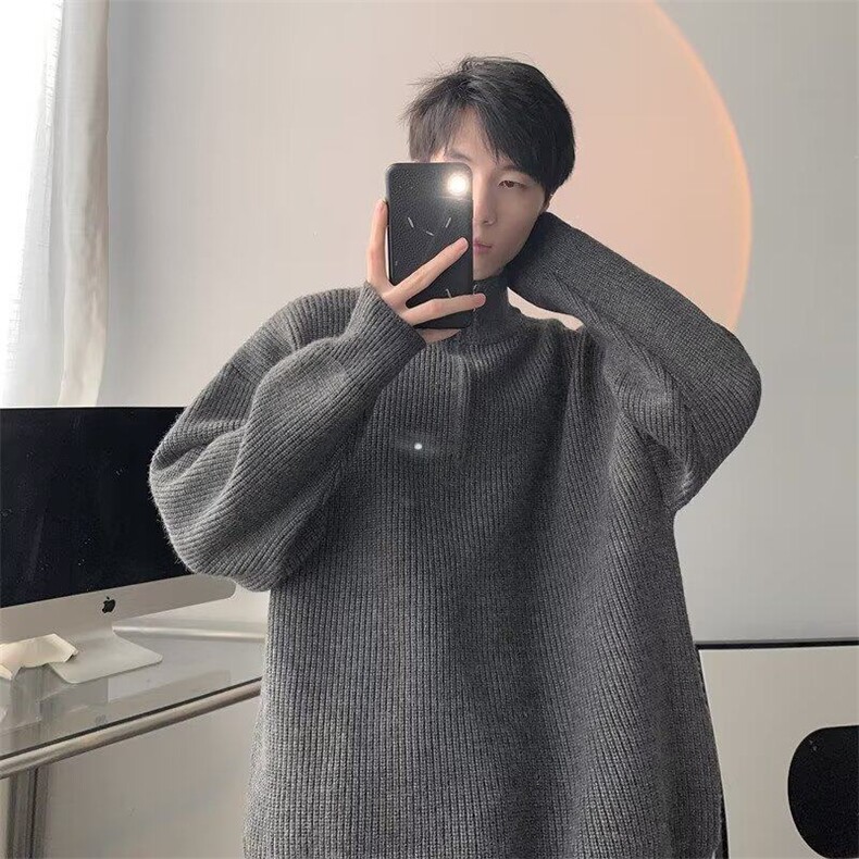 慵懒风美式复古宽松拉链立领2025年新款冬季开衫针织毛衣Z02-P50,男装针织衫/毛衣,星座603-2
