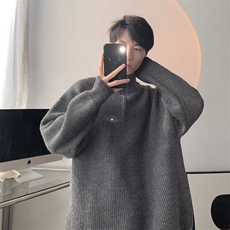 慵懒风美式复古宽松拉链立领2025年新款冬季开衫针织毛衣Z02-P50，男装针织衫/毛衣，星座603-2