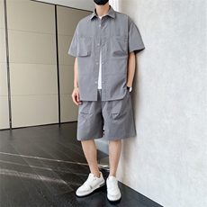 短袖衬衫男新款夏季薄款透气搭配一套短裤宽松翻领衬衣TZ071-P88，男装牛仔裤，星座308B-2
