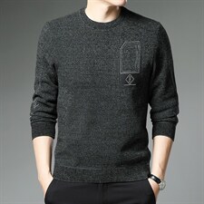 冬季新款男长袖休闲加绒上衣中年男装圆领时尚卫衣XX21901-P110图片